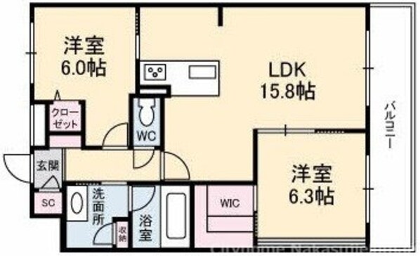 西原駅 徒歩10分 6階の物件間取画像